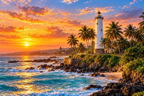Sunset over the Galle coastline
